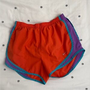 Nike Orange and Purple Athletic Shorts